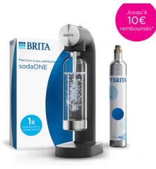 Machine à soda SodaONE noire + 1 cylindre CO2 + 1 bouteille en PET Brita