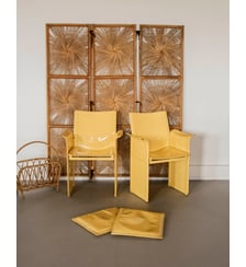 Paire de fauteuils en cuir crème Jakob N°1241- Produit chiné Debongout