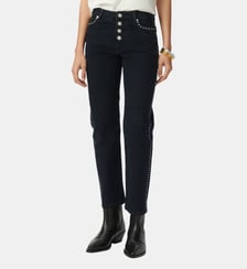 Jean droit cropped décor clous Ikks