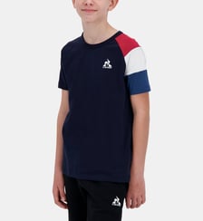 T-shirt droit tricolore en coton mixte Le Coq Sportif