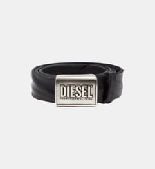 Ceinture en cuir 4 cm avec plaque logo Diesel