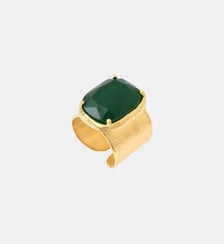 Bague ajustable rectangulaire   doré à l'or fin - Bysance Satellite
