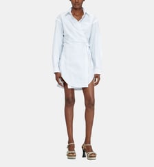 Robe portefeuille courte en popeline à fines rayures Diesel