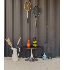 Table d'appoint chromée et en cuir noir Hanna N°1525- Produit chiné Debongout
