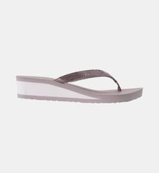 Tongs semelle synthétique, tige en perles, talon compensé 4 cm Isotoner