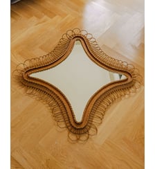 Miroir vintage en rotin Georges N°1003- Produit chiné Debongout