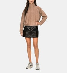 Blouson en cuir suède beige The Kooples