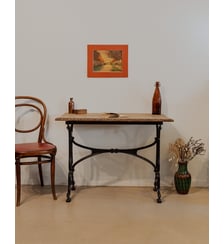 Table d'appoint en bois et métal noir Francine N°861- Produit chiné Debongout