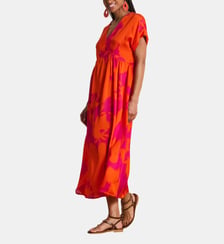 Robe longue en satin fleuri La Fée Maraboutée