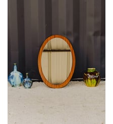 Miroir ovale en teck Igor N°1135- Produit chiné Debongout