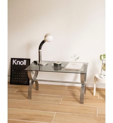 Table basse en verre fumé à la structure courbée Donna N°1521- Produit chiné Debongout