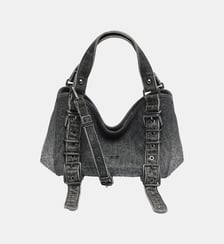 D-One-Sac small à poignée supérieure en denim solarisé orné de cristaux Diesel