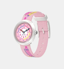 Montre Classroom creations Rose, Blanc FBNP247 Flik Flak