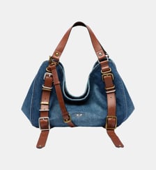 D-One-Medium sac à poignée supérieure en denim et cuir Diesel