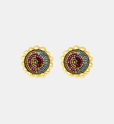 Boucles d'oreilles tige percée Angèle rond brodé  - Angele Satellite