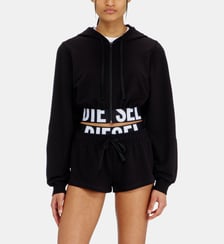 Sweat à capuche cropped avec bande logo Diesel