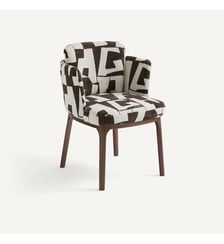 Fauteuil de table, en noyer et tissu jacquard AM.PM