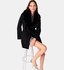Manteau long et col fausse fourrure Maje