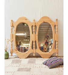 Grand miroir sablé en bois Georges N°1036- Produit chiné Debongout