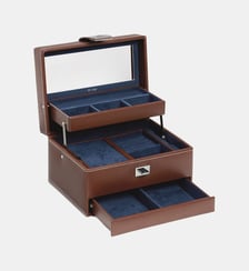 Boîte à bijoux moyen modèle ouverture automatique en cuir Le Tanneur