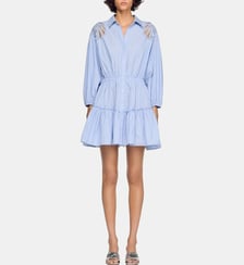 Robe courte en coton à rayures Sandro