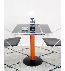 Table à manger bistrot en céramique noire Denise N°1373 - Produit chiné Debongout