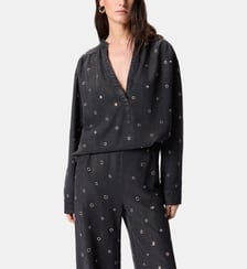 Blouse en denim foncé à œillets Pinko
