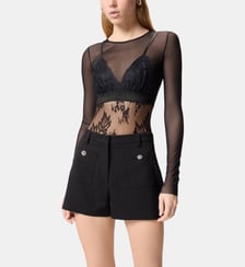T-shirt body en tulle et dentelle Pinko