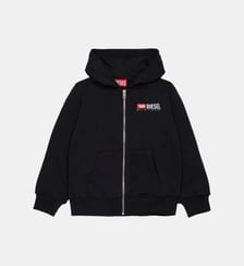 Sweat-shirt à capuche avec fermeture éclair et logo Diesel Kids