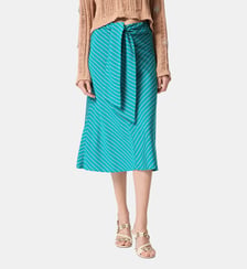 Jupe midi à rayures et ceinture Pinko