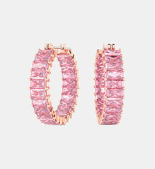 Anneaux d'oreilles Matrix, Taille baguette, Multicolores, Placage de ton or Swarovski