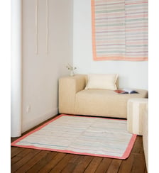 Tapis au rebord à carreaux Olivier N°115- Produit chiné Debongout