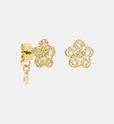 Boucles d'oreilles tiges fleur dorée en filigrane et cristaux Les Néréides