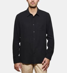 Chemise en gaze de coton noir coupe droite Atelier Privé