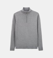 Pull col zippé en coton et laine Malo Serge Blanco