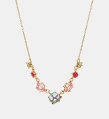 Collier plastron coraux et pierre en verre taillé Les Néréides