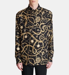 Chemise en soie imprimée motif Chaînes Balmain