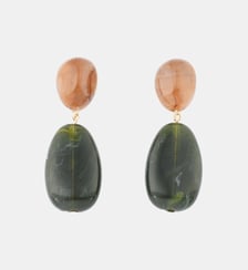 Boucles d'oreilles galets en résine vert Balaboosté