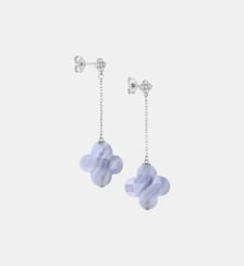 Boucles d'oreilles, agate bleue dentelle, diamants, or blanc Morganne Bello