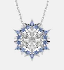 Pendentif et broche Magic, Flocon de neige, Bleus, Métal rhodié Swarovski