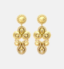 Boucles d'oreilles clips  en résine métallisée dorée et cristaux  - Gloria Satellite