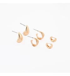 Set de 3 paires de petites boucles d'oreilles dorées Balaboosté