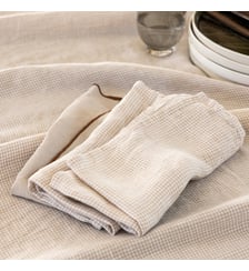 Lot de 2 serviettes de table en lin lavé, AUTOUR DU LIN Blanc Cerise