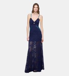 Longue robe en dentelle trompe-l'œil Rabanne