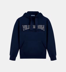 Sweat à capuche logo surpiqué en coton uni Vilebrequin