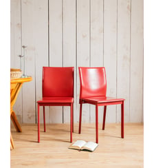 Paire de chaises en cuir rouge Alma N°1330- Produit chiné Debongout