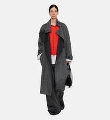 Manteau long croisé à chevrons avec laine mérinos Adolfo Dominguez