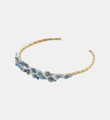 Bracelet jonc fleurs de glycine et cristaux Les Néréides