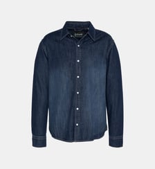 Chemise bleu à manches longues en denim Schott
