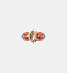 Bague réglable cabochon coquillage et perles tissées ZENITH Hipanema